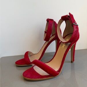 Chic Red Ankle Strap Heels
